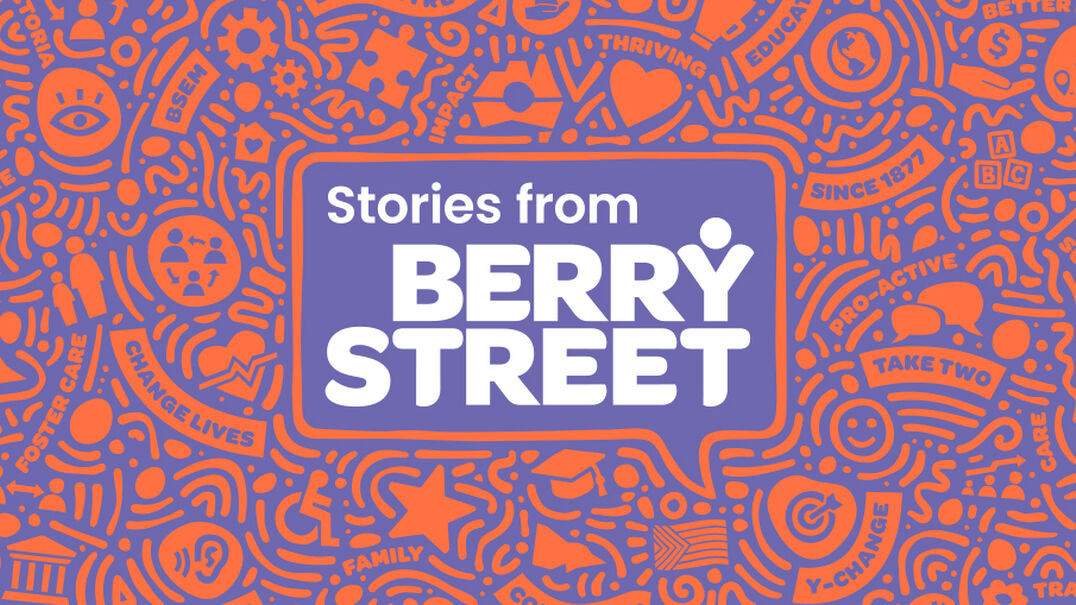 Stories from Berry Steet podcast orange purple